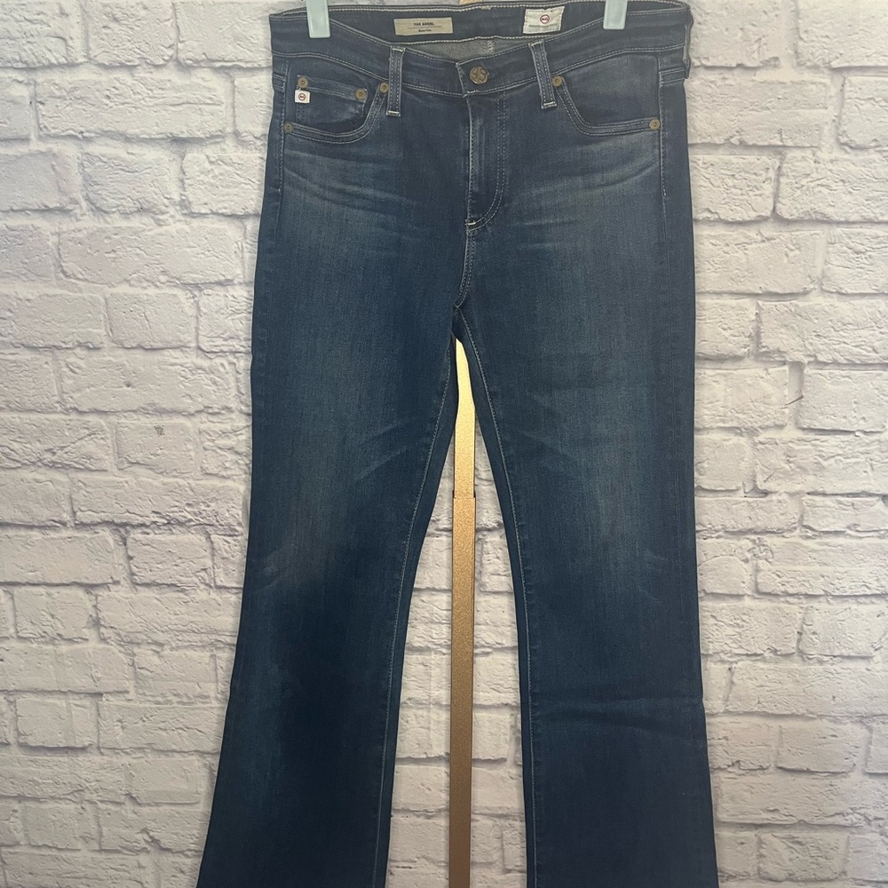 AG Adriano Goldschmied The Angel Bootcut Jeans Dark Wash Distressed Size 28R